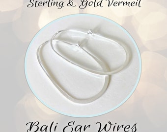 CLOSING SHOP Bali Oval Hoop Earrings Gold Vermeil or Sterling Silver, 32mm x 15.5mm, 20 gauge - Choose a Quantity