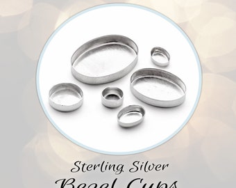 CLOSING SHOP ROUND Sterling Silver Bezel Cups, Choose 3mm, 4mm, 5mm, 6mm, or 8mm diameter