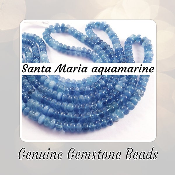 EXTRA 10% OFF Santa Maria Blue Shaded Aquamarine Smooth Rondelle Beads, stabilized gemstone beads