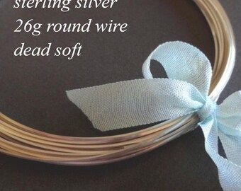 Labor Day SALE! 26 gauge Sterling Silver Wire, Round, Dead SOFT, solid .925 sterling silver