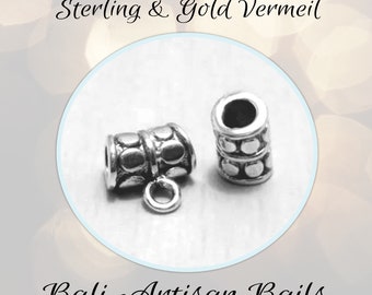 CLOSING SHOP Dotted SLIDER Bail, closed loop, Choose Bali Sterling Silver or 24kt Gold Vermeil, 8mm x 5mm (2.5mm opening)