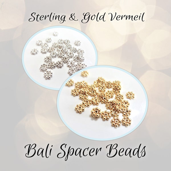 CLOSING SHOP 3.5mm Bali Daisy Spacer Beads 24kt Gold Vermeil, 3.5mm diameter - Choose a Quantity