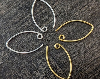 Bali Marquise Ear Wires, Sterling/Gold Vermeil, 23x13.5mm, 19g