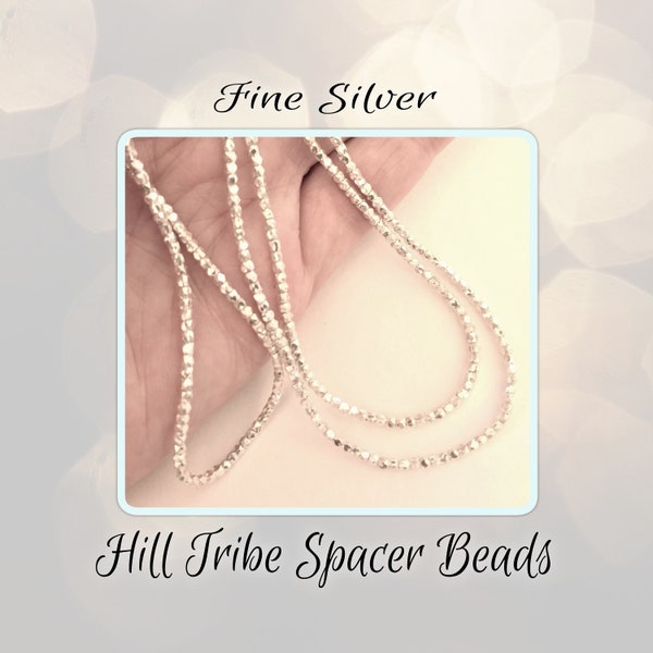 CLOSING SHOP Hill Tribe Spacer Beads Fine Silver Faceted, 1.7-1.9mm, 1mm hole