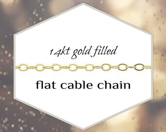 CLOSING SHOP 14kt Gold Filled Flat Cable Chain, 18 inches, unfinished (1.3mm x 1.8mm links)