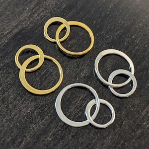 2 pcs Bali Double Circle Links, 13mm ring + 8mm ring, 20mm total length