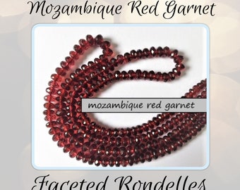 EXTRA 10% OFF 6 beads, **Flawed** Mozambique Red GARNET Faceted Rondelles, 6.5-7.5mm diameter