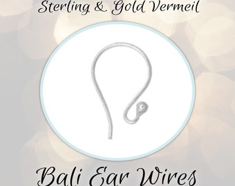 CLOSING SHOP Bali MINI Ball Ear Wires in Gold Vermeil, 9.5mm x 15.5mm, 21 gauge, sold by the pair