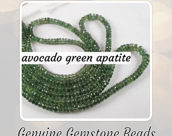 GEM SALE! AAA grade Avocado Green Apatite Faceted Rondelle Beads, Choose a Size & Quantity