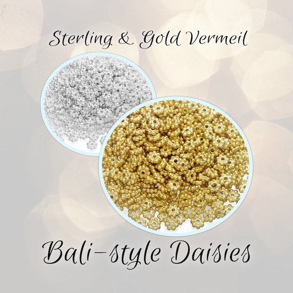 CLOSING SHOP 4mm Gold Vermeil Daisy Spacer Beads, 4mm diameter, Bali-style supplies - Choose a Quantity