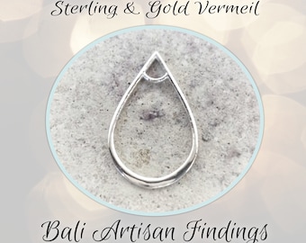 CLOSING SHOP Bali Teardrop Chandelier, Sterling Silver or Gold Vermeil, 14mm x 23mm, one pair (2 pieces), 18 gauge