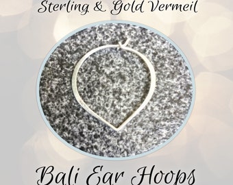 CLOSING SHOP Bali Lotus Hoop Earrings in Sterling Silver, 20mm x 22mm, 20 gauge - Choose a Quantity
