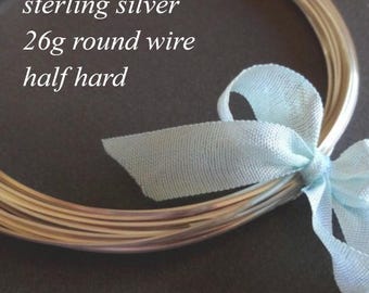 Labor Day SALE! 26 gauge Sterling Silver Wire, Round, Half HARD, solid .925 sterling