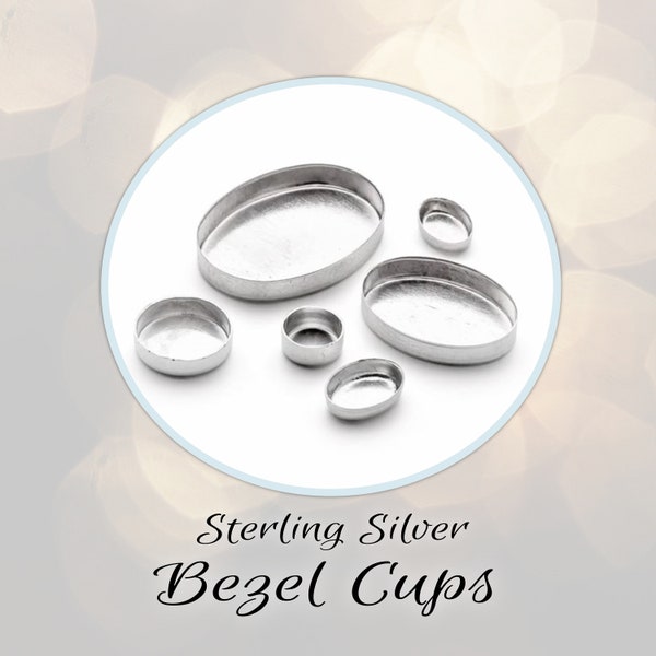 CLOSING SHOP 8mm x 10mm Oval Bezel Cups Sterling Silver, 2.3mm deep, cabochon settings, Choose a Quantity