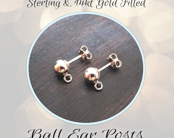 CLOSING SHOP Ball Post Earrings 14kt Gold Filled, 5mm ball, backs included, open loop for attaching dangles - Choose a Quantity