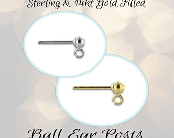 CLOSING SHOP Ball Post Earrings 14kt Gold Filled, 3mm ball, backs included, open loop for attaching dangles - Choose a Quantity
