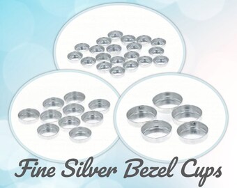 SHOP CLOSING! ROUND Fine Silver Bezel Cups, Choose 4mm, 6mm, or 8mm diameter