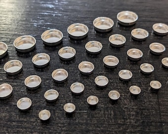 Fine Silver Bezel Cups, 4mm or 8mm diameter
