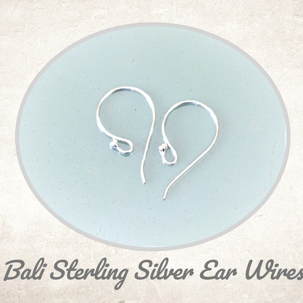 CLOSING SHOP Bali Ball Ear Wires in Gold Vermeil, 19.5mm x 11.5mm, 21 gauge, sold by the pair