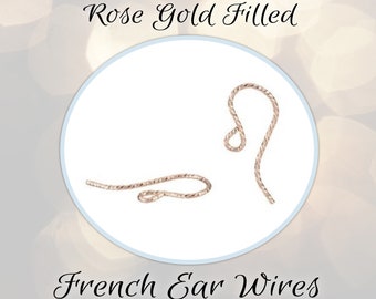 EXTRA 20% OFF Sparkle French Ear Wires ROSE Gold Filled, 9mm x 19mm, 21 gauge, sold by the pair