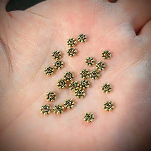 Labor Day SALE! 4mm Antique Gold Vermeil Daisy Spacer Beads, 4mm diameter