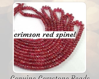 EXTRA 10% OFF Crimson Red Spinel Faceted Rondelle Beads, Choose a Size