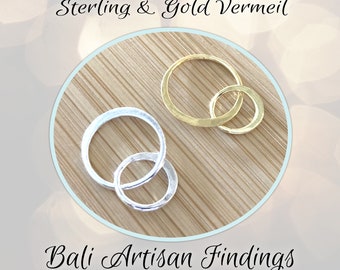 CLOSING SHOP Bali Hammered Double Circle Links, Chandeliers, 13mm ring + 8mm ring, 20mm total length, one pair (2 pieces)