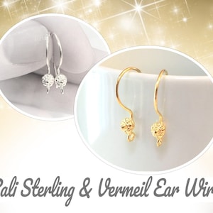 SHOP CLOSING! Bali Medallion Ear Wires Gold Vermeil or Sterling Silver, 21mm long, 20 gauge, sold by the pair