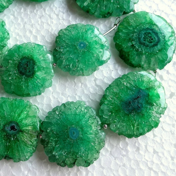 CHRYSOPRASE Apple Green SOLAR QUARTZ Slice Focal Beads, assorted sizes, necklace, pendant, unique, ooak, jewelry beading supplies