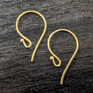 Labor Day SALE! Bali Ball Ear Wires in Gold Vermeil, 19.5mm x 11.5mm, 21 gauge