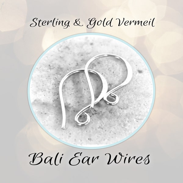 CLOSING SHOP Bali Hammered Ear Wires Sterling Silver, 17mm x 11mm, 20 gauge