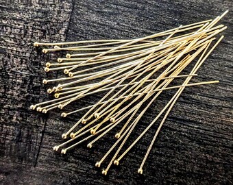 26g Ball Headpins Gold Filled, 1-1/2 inches long, 1.2mm ball