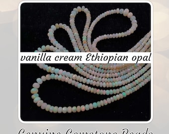 EXTRA 10% OFF AAA grade Vanilla Cream Ethiopian Opal Faceted Rondelle Beads, Choose a Size