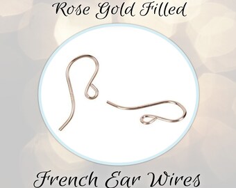 EXTRA 10% OFF French Ear Wires ROSE Gold Filled, 9mm x 19.5mm, 20 gauge, sold by the pair