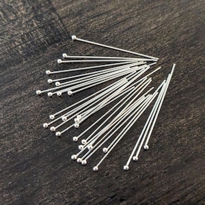 Labor Day SALE! 26 gauge Ball Headpins Sterling Silver, 1 inch (25mm) long, 1.2mm ball ends