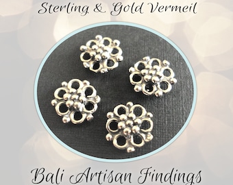 CLOSING SHOP Bali Flower Links, Oxidized Sterling Silver, 9mm wide - choose a quantity