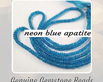 EXTRA 10% OFF AAA grade Neon Blue Apatite Faceted Rondelle Beads, Choose a Size & Quantity