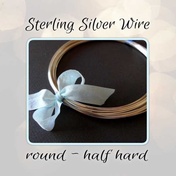 CLOSING SHOP 22 gauge Sterling Silver Wire, Round, Half HARD, solid .925 sterling silver - Choose a Quantity