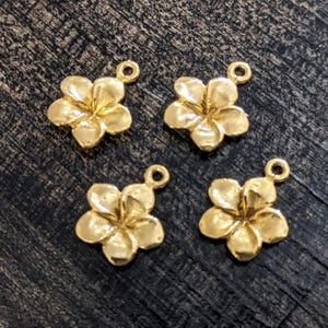 Bali Plumeria Charms, 9mm x 10.7mm high (including loop), Gold Vermeil or Sterling Silver