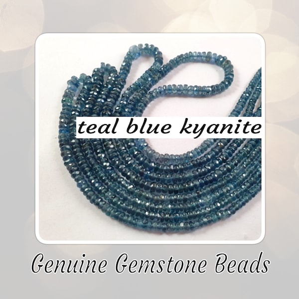 EXTRA 10% OFF AAA grade Teal Blue Green Moss Kyanite Faceted Rondelle Beads, Choose a Size & Quantity