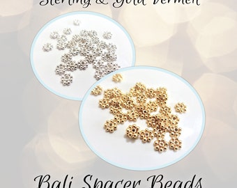 CLOSING SHOP 4mm Bali Daisy Spacer Beads 24kt Gold Vermeil, 4mm diameter - Choose a Quantity