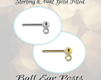 CLOSING SHOP Ball Post Earrings Sterling Silver, 3mm ball, backs included, open loop for attaching dangles - Choose a Quantity