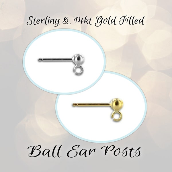 CLOSING SHOP Ball Post Earrings Sterling Silver, 3mm ball, backs included, open loop for attaching dangles - Choose a Quantity