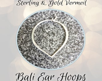 CLOSING SHOP Bali Lotus Hoop Earrings in Gold Vermeil, 25mm x 22mm, 20 gauge - Choose a Quantity