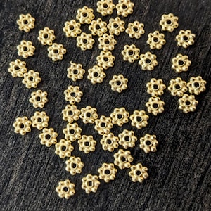Labor Day SALE! 4mm Gold Vermeil Daisy Spacer Beads, 4mm diameter