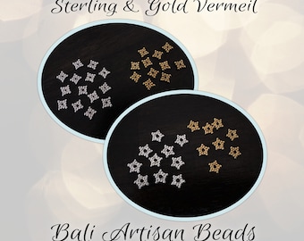 EXTRA 10% OFF 10 pieces, BALI Diamond or Star Spacer Beads in Bright Sterling Silver or Gold Vermeil