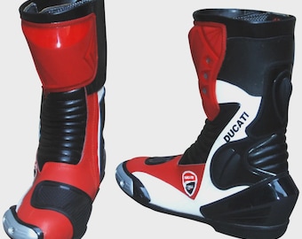 Ducati Motorbike Racing Leather Boot-Motorbike Shoes All Sizes