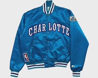 Vintage 90's Chalk Line Charlotte Hornets Satin Bomber Jacket Size