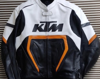 Ktm Motorbike Racing Leather Jacket-cowhide Leather and Certified