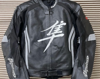 Suzuki Hayabusa Motorbike Racing Leather Jacket-Cowhide Leather And Certified Protectors-Free Shipping